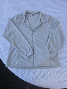 Light Gray Fleece Full-Zip Jacket - Casual Everyday Layer